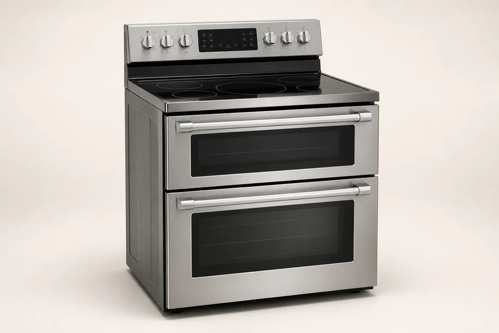 электрическая плита с двойной духовкой Whirlpool WGE745C0FS — оригинальная визуализация